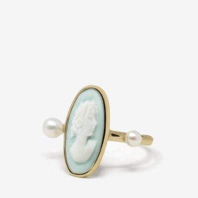 Medea Gold-plated Green Cameo Ring