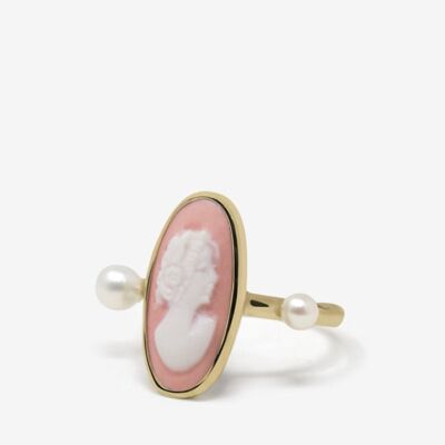 Medea Gold-plated Pink Cameo Ring