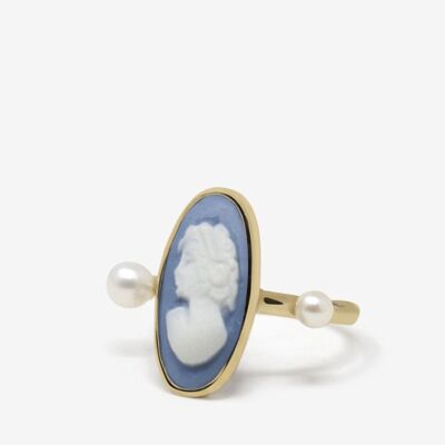 Anello Medea Cammeo Blu Cielo Placcato Oro