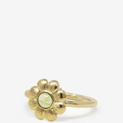 Vergoldeter Peridot-Ring mit Mini-Blume