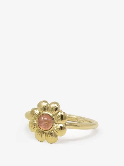 Mini Flower Gold-plated Pink Tourmaline Ring