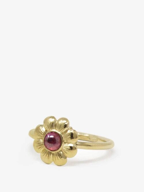 Mini Flower Gold-plated Rhodolite Ring