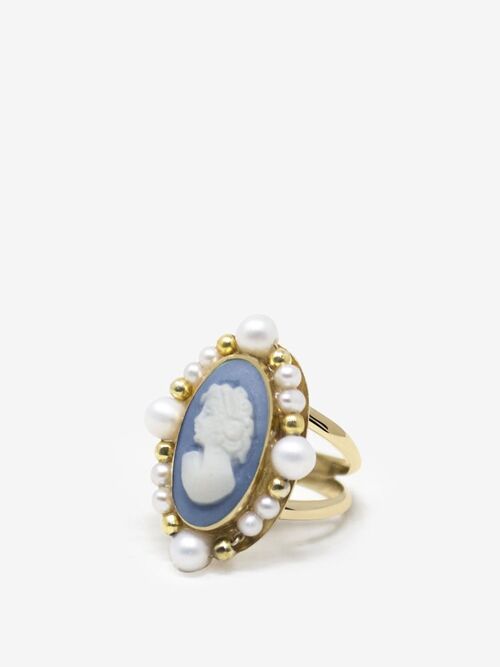 Ophelia Gold-plated Sky Blue Cameo Ring