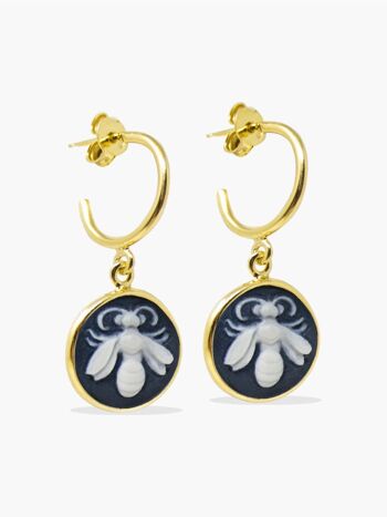 Boucles d'oreilles mini créoles Queen Bee Cameo 3