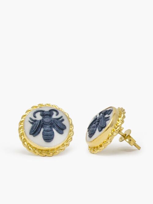 Queen Bee Cameo Stud Earrings