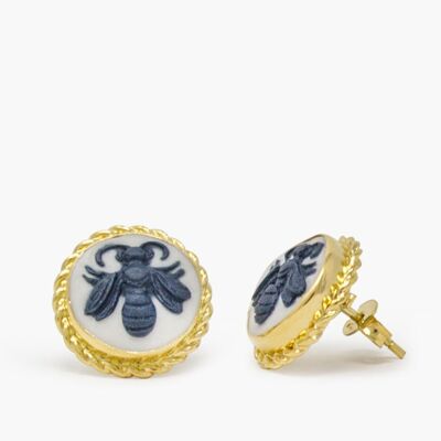 Queen Bee Cameo Stud Earrings