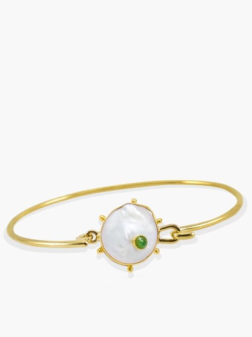 Rebel Rebel Pearl & Emerald Cuff Bracelet