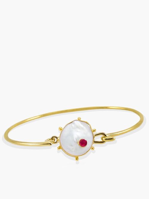 Rebel Rebel Pearl & Pink Ruby Cuff Bracelet