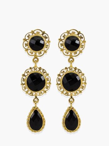 Boucles d'Oreilles Taormina Onyx Noir 1