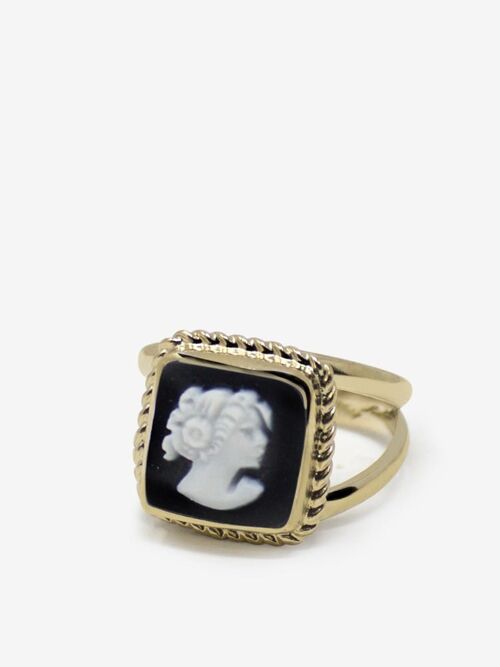 The Beloved Gold-plated Black Cameo Ring