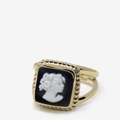 The Beloved Gold-plated Black Cameo Ring