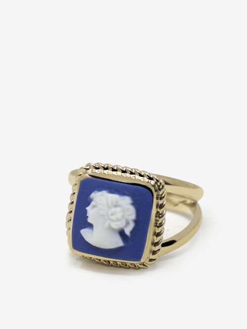 The Beloved Gold-plated Blue Cameo Ring