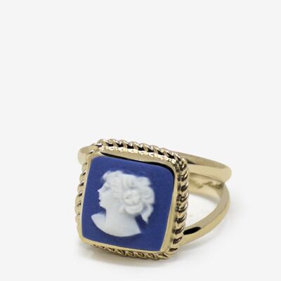 The Beloved Vergoldeter blauer Cameo-Ring
