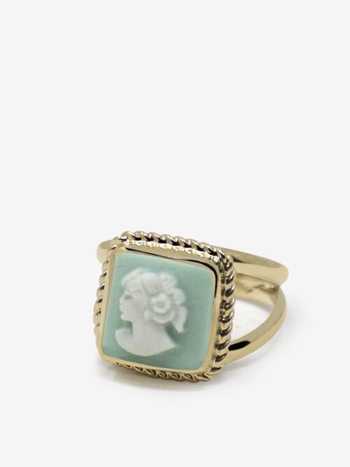 The Beloved Gold-plated Green Cameo Ring