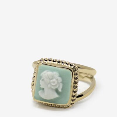 The Beloved Gold-plated Green Cameo Ring