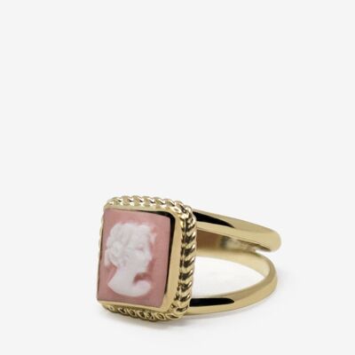 Anillo camafeo rosa chapado en oro The Beloved