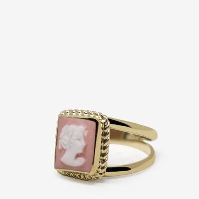 L'amato anello cammeo rosa placcato oro