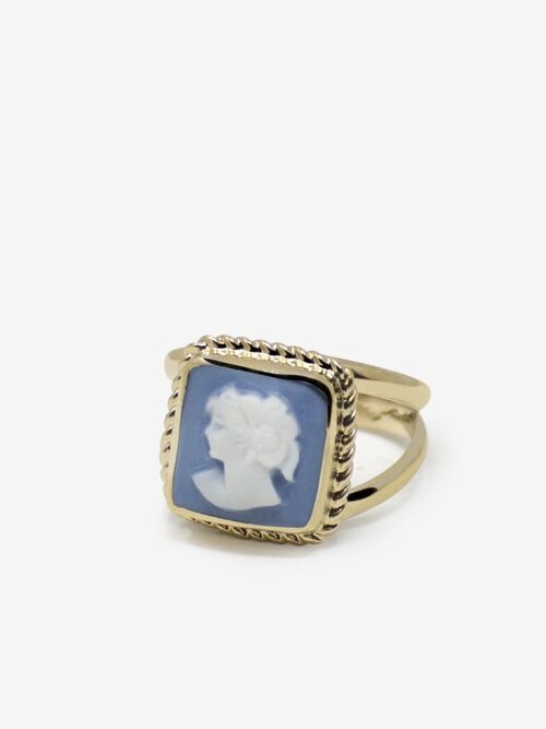 The Beloved Gold-plated Sky Blue Cameo Ring