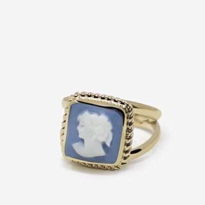 The Beloved Gold-plated Sky Blue Cameo Ring