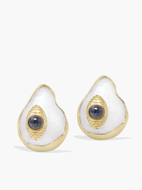 The Eye Gold-plated Blue Sapphire & Pearl Stud Earrings