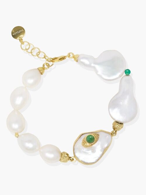 The Eye Gold-plated Emerald & Pearl Bracelet
