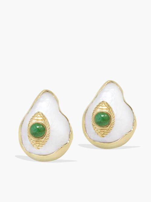 The Eye Gold-plated Emerald & Pearl Stud Earrings