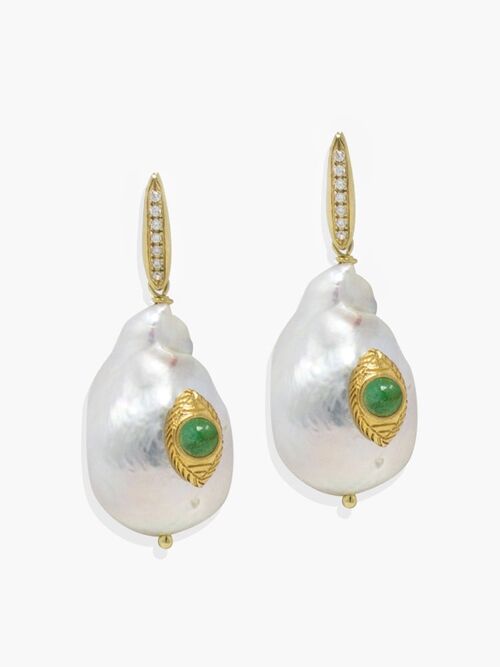 The Eye Pearl & Emerald Earrings