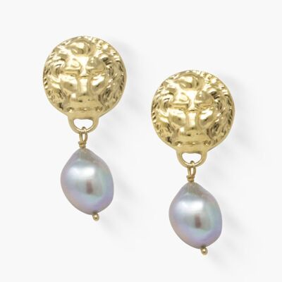 The Lion Gold-plated Pearl Earrings