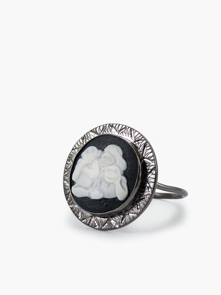 Three Wise Monkeys Cameo Ring