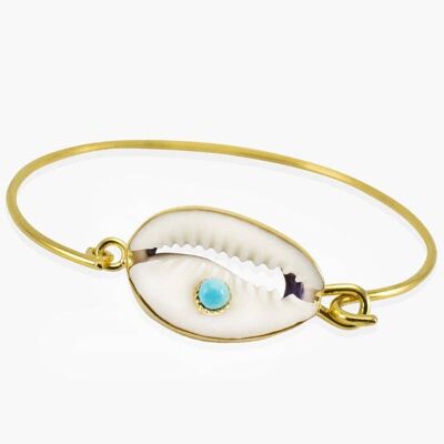 Turquoise & Cowrie Shell Cuff Bracelet