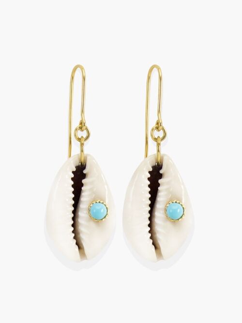 Turquoise & Cowrie Shell Earrings
