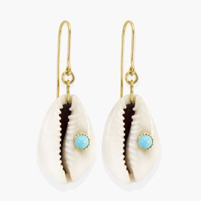 Boucles d'Oreilles Turquoise & Cauri