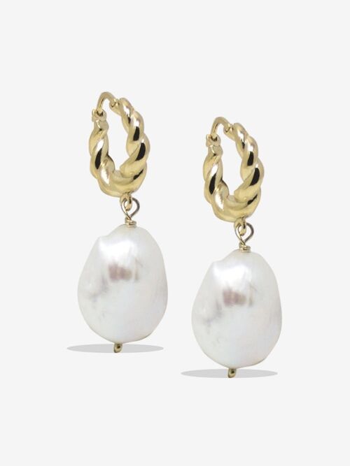 Victoria Pearl Hoop Earrings