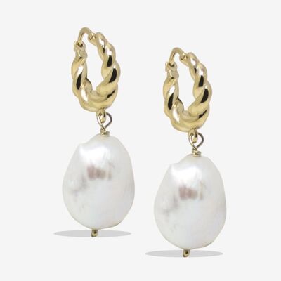 Victoria Pearl Hoop Earrings