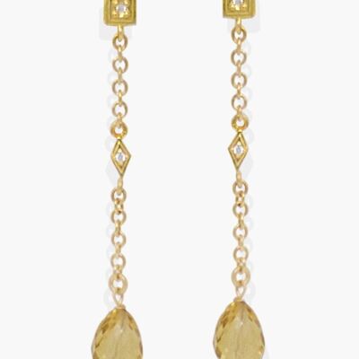 Yellow Citrine Deco Drop Earrings