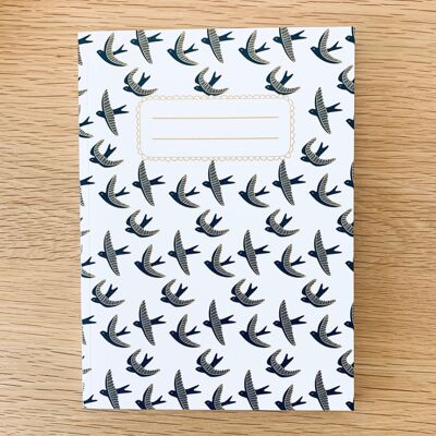 A5 notebook - Swallows in flight - White sky