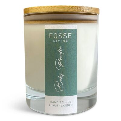 Baby Powder Highly Scented & Long Lasting Candle in Glass Jar: Natural Coconut & Soy Wax