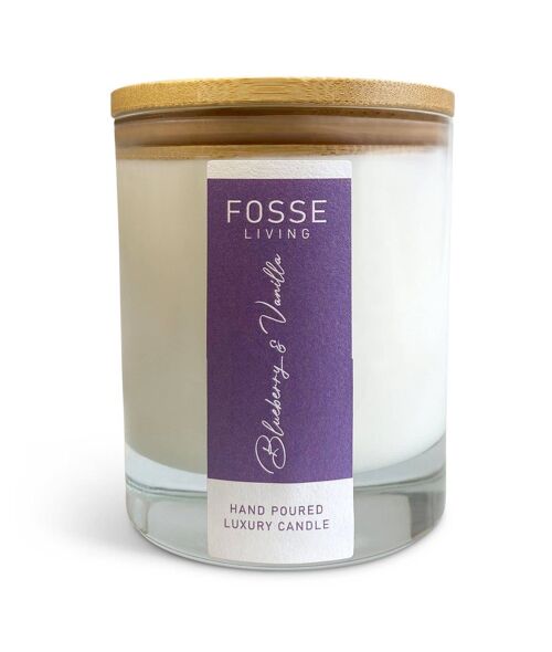 Blueberry & Vanilla Highly Scented & Long Lasting Candle in Glass Jar: Natural Coconut & Soy Wax