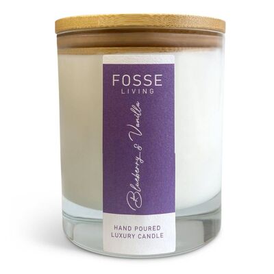 Blueberry & Vanilla Highly Scented & Long Lasting Candle in Glass Jar: Natural Coconut & Soy Wax