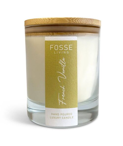 French Vanilla Highly Scented & Long Lasting Candle in Glass Jar: Natural Coconut & Soy Wax