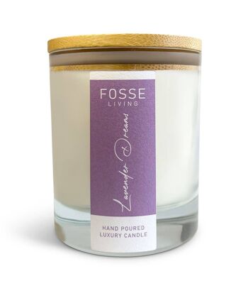 Bougie parfumée et longue durée Lavender Dreams dans un bocal en verre : cire naturelle de noix de coco et de soja 1