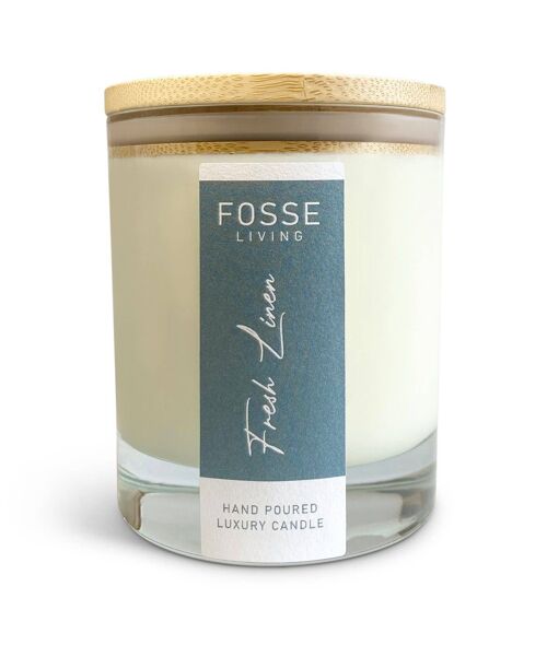 Fresh Linen Highly Scented & Long Lasting Candle in Glass Jar: Natural Coconut & Soy Wax