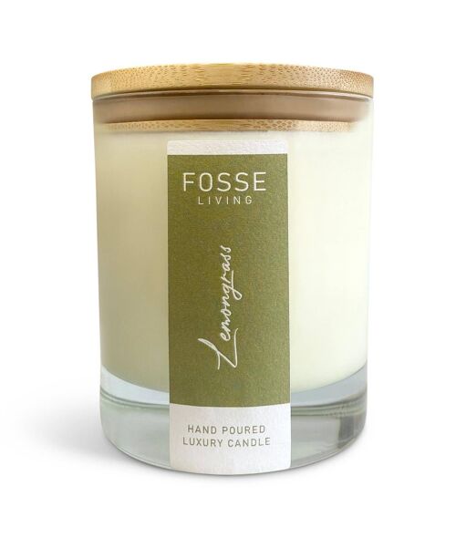 Lemongrass Highly Scented & Long Lasting Candle in Glass Jar: Natural Coconut & Soy Wax