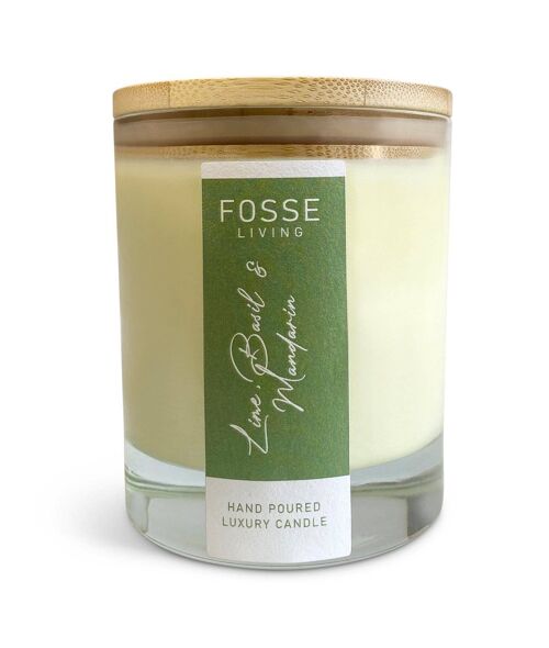 Lime Basil & Mandarin Highly Scented & Long Lasting Candle in Glass Jar: Natural Coconut & Soy Wax