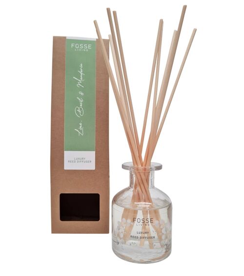 Natural Lime, Basil & Mandarin Highly Scented Reed Diffuser: 120ml, Lasts up to 4 Months