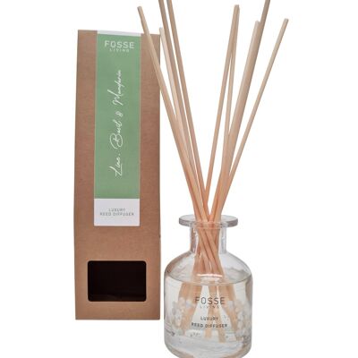Natural Lime, Basil & Mandarin Highly Scented Reed Diffuser: 120ml, Lasts up to 4 Months