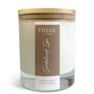 Sandalwood Spa Highly Scented & Long Lasting Candle in Glass Jar: Natural Coconut & Soy Wax