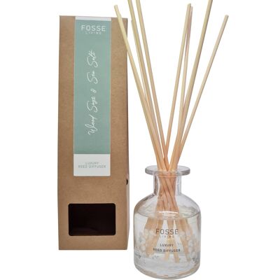 Natural Wood Sage & Sea Salt Highly Scented Reed Diffuser: 120ml, Lasts up to 4 Months