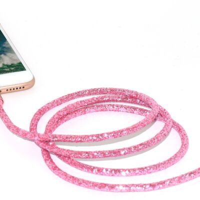 Pink Glitter Cable for Iphone