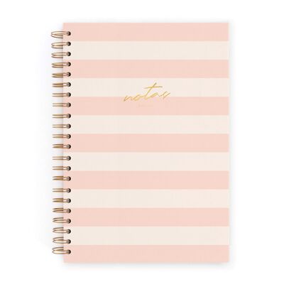 Notebook L. Pink stripes. White sheet (plain)